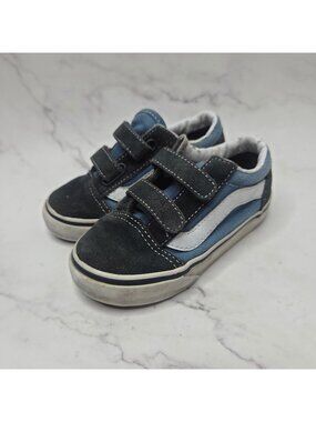 Vans Old Skool Blue Toddler Sneakers Low Top Shoes Boys Size 8.5
